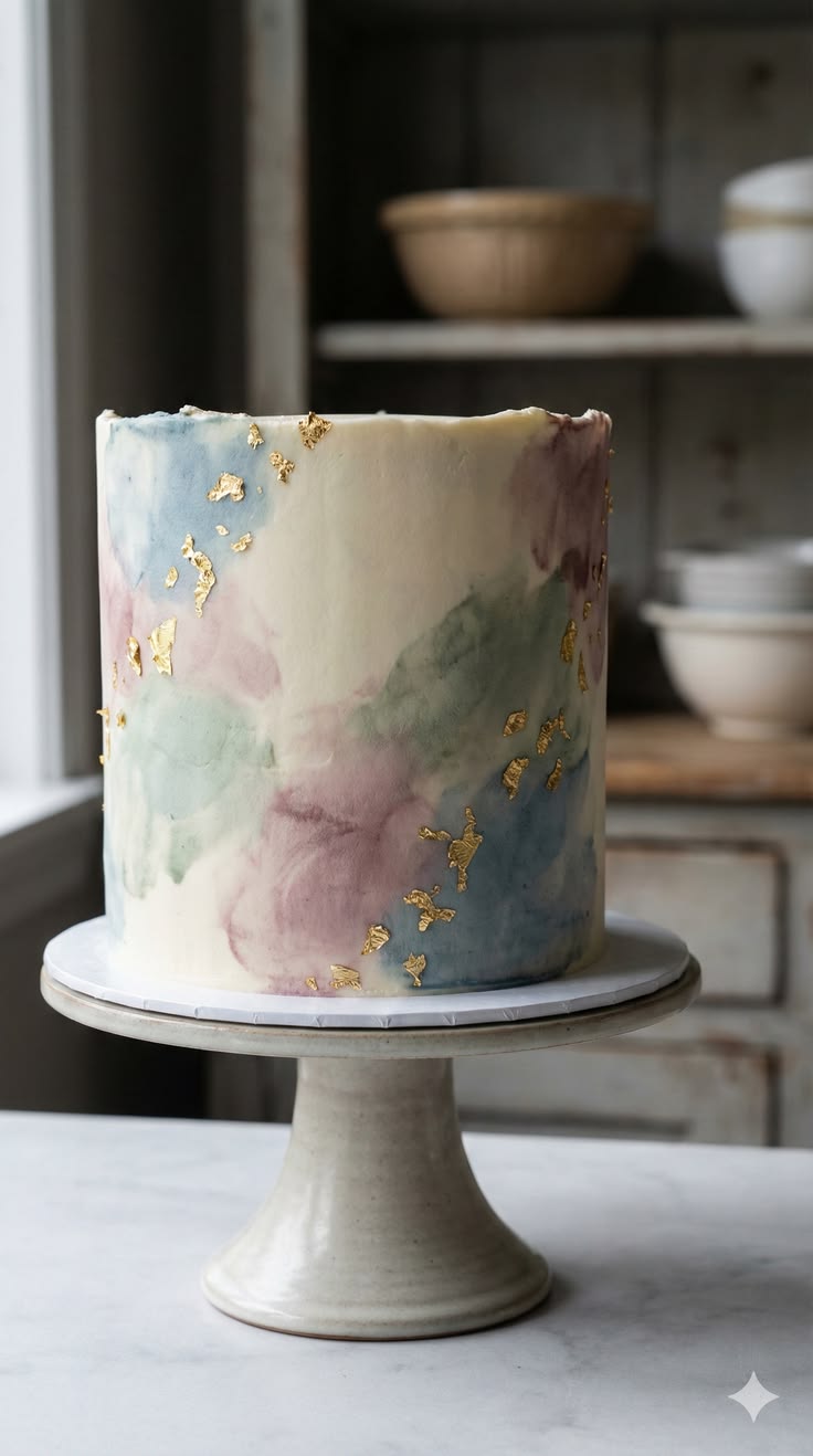Watercolor buttercream cake